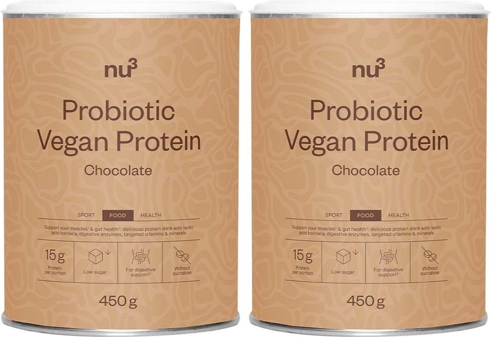 nu3 Probiotic Vegan Protein Chocolate Doppelpack 2x450 g Pulver