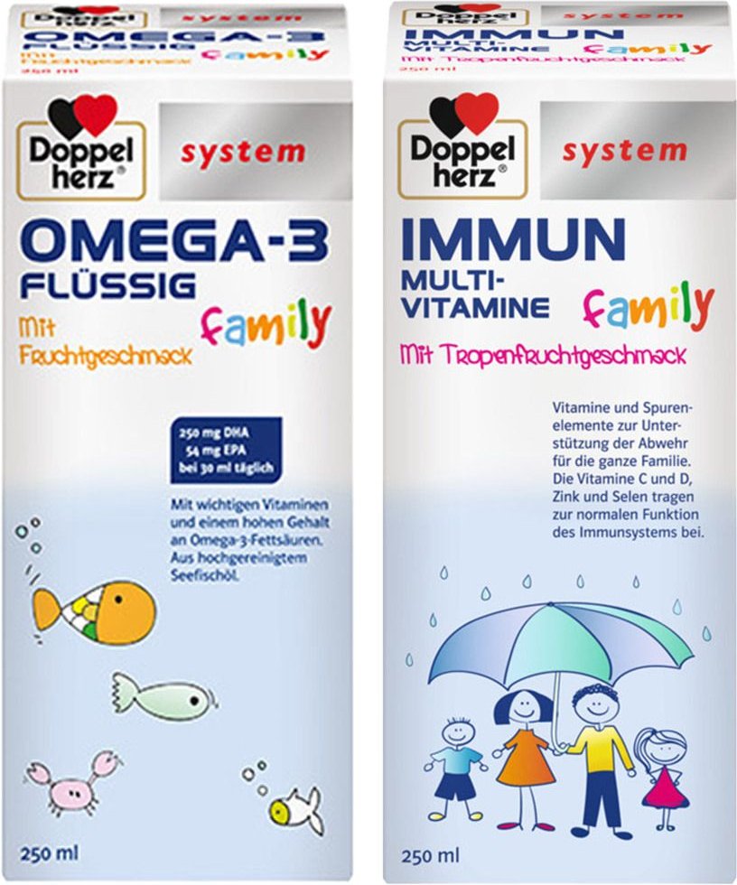 Thumbnail - Doppelherz® system Omega-3 flüssig family + Immun Multivitamine 1 St Set