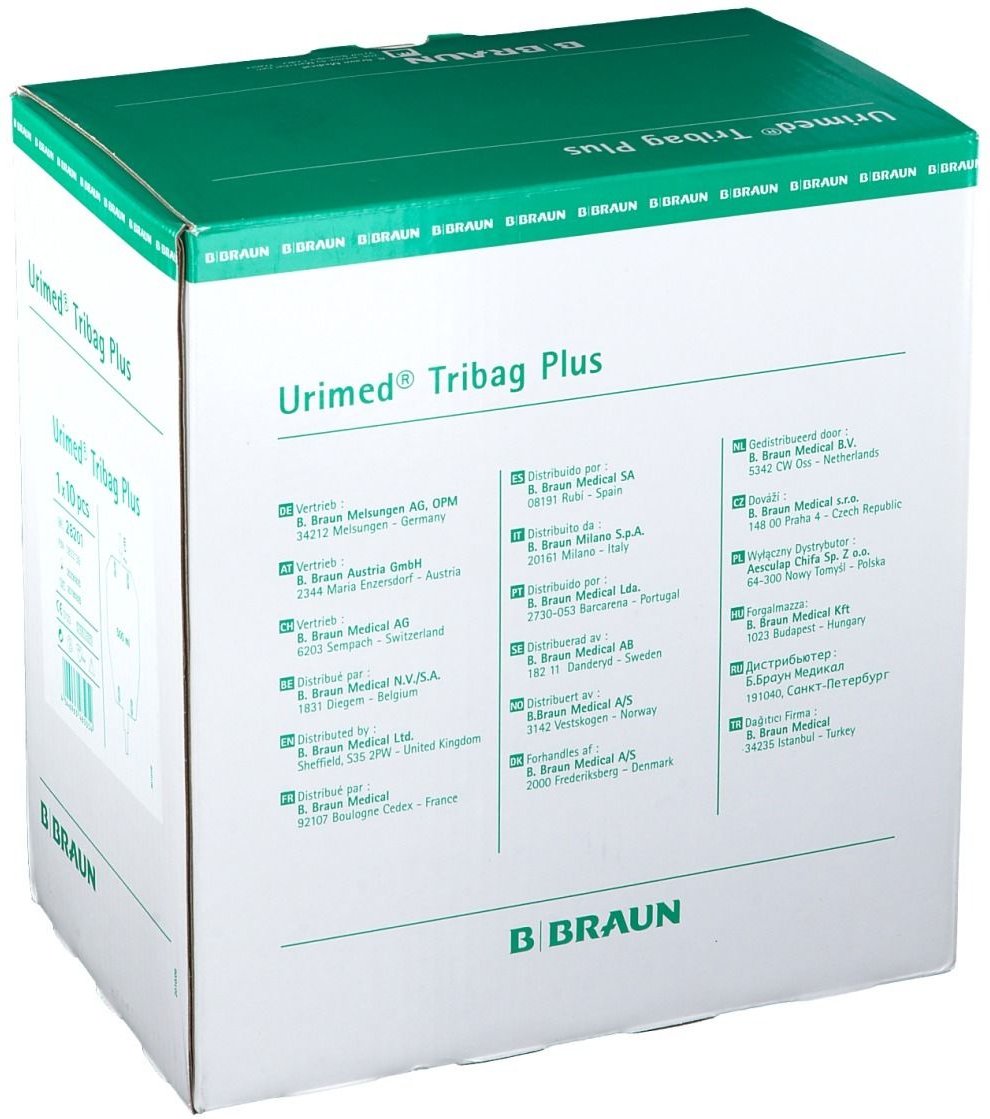 Urimed Tribag Plus Urin Btl. 500ml m.2cm Schl. 10 St Beutel