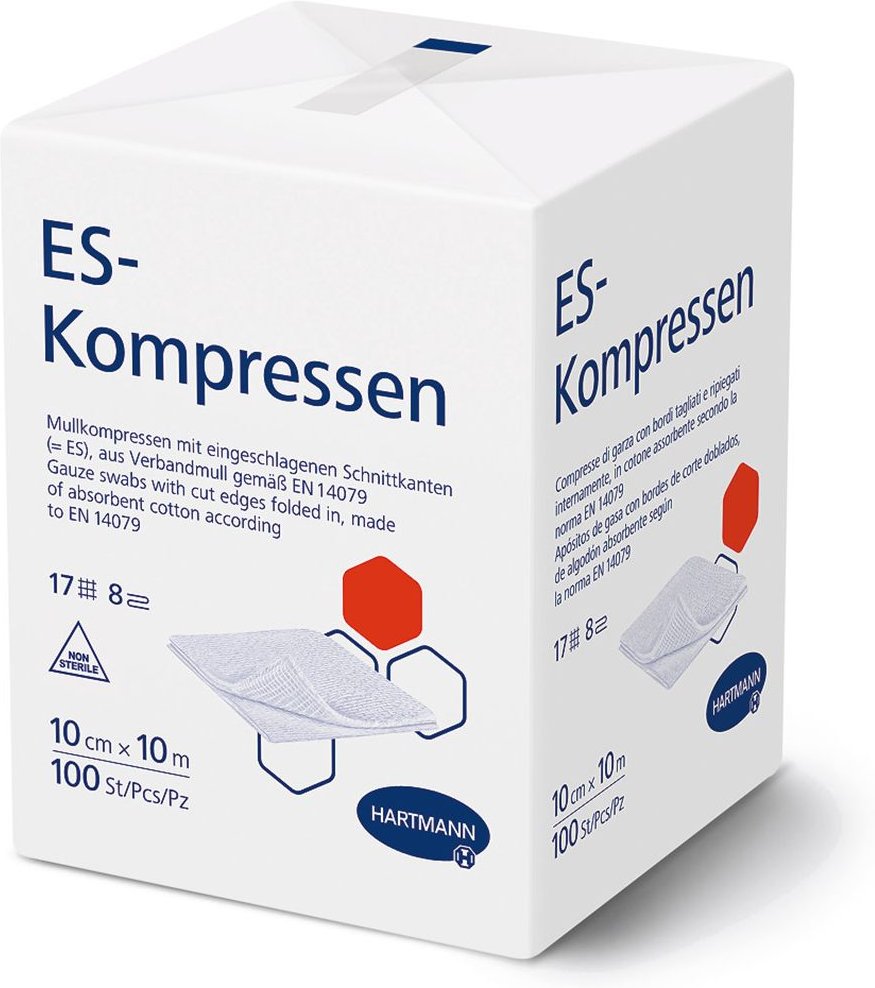 Es-Kompressen unsteril 10x10 cm 8fach 100 St Kompressen