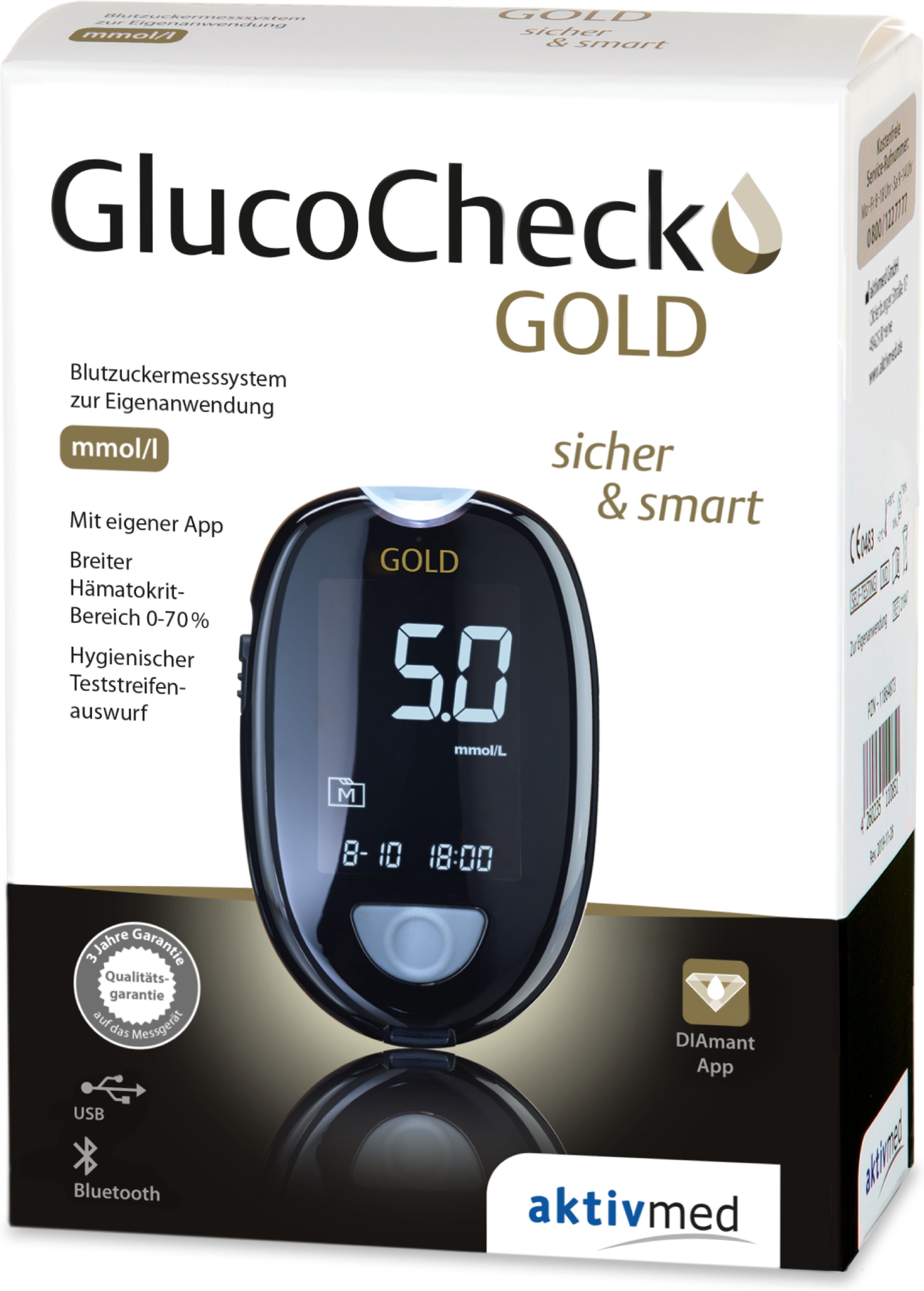 Glucocheck Gold Blutzuckermessgerät Set mmol/l 1 St Gerät