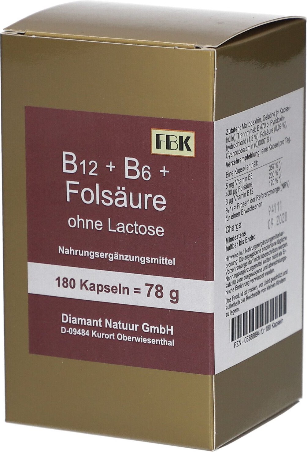 B12 + B6 + Folsäure ohne Lactose Kapseln