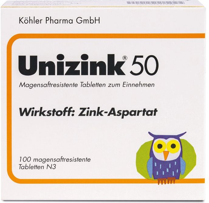 Unizink 50 magensaftresistente Tabletten 100 St magensaftresistent