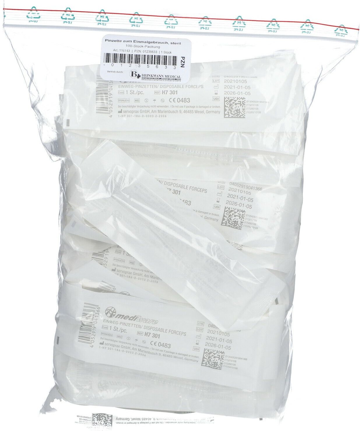 Thumbnail - Pinzette Einmal steril 100 St