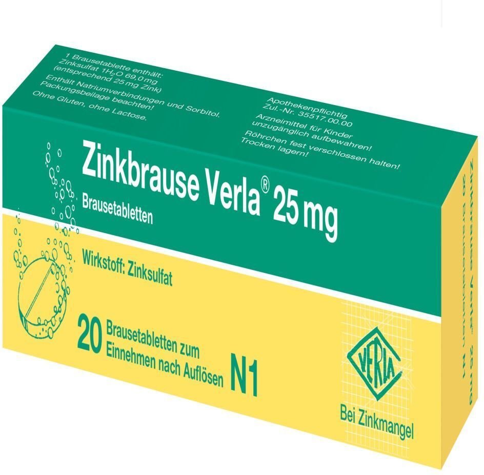 Zinkbrause Verla 25 mg Brausetabletten 20 St