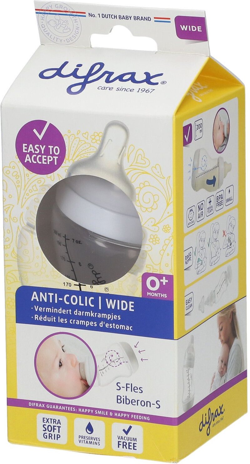 Difrax Zuigfles S Wide Wit 200ml 200 ml Flaschen