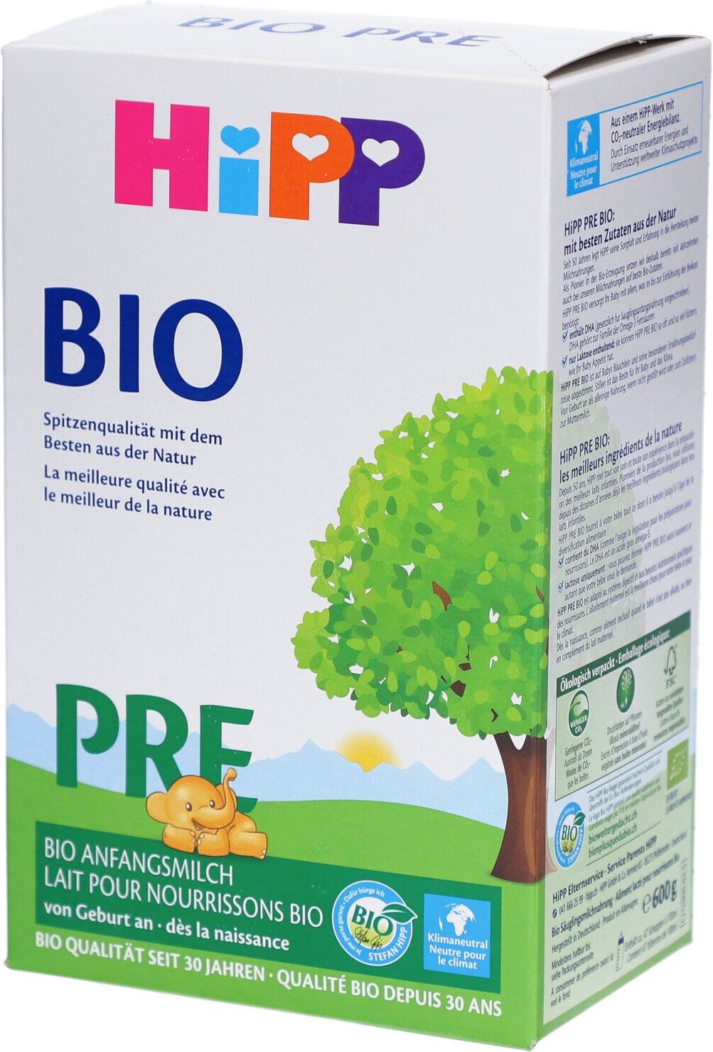 Hipp Pre Bio Anfangsmilch 600 g Pulv. u. Lös.m. z. Herst. e. Lös. intraves. Anw