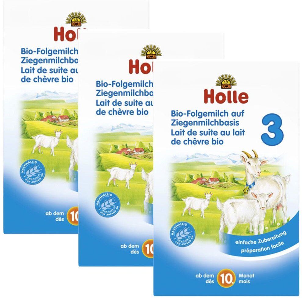 3x Holle Bio 3 Folgemilch auf Ziegenmilchbasis ab dem 10. Monat 3x400 g Pulver
