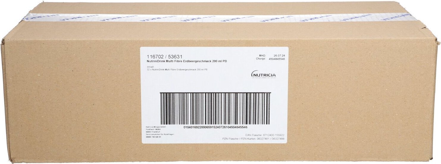 Thumbnail - Nutrinidrink MultiFibre Erdbeergeschmack 32x200 ml Flüssigkeit