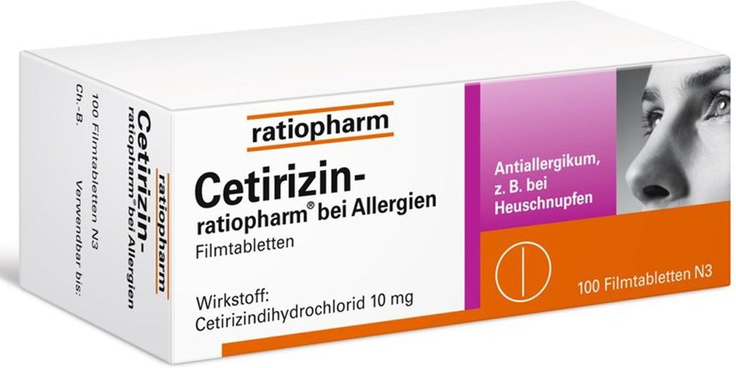 CETIRIZIN-ratiopharm bei Allergien 10 mg Filmtabl. 100 St Filmtabletten