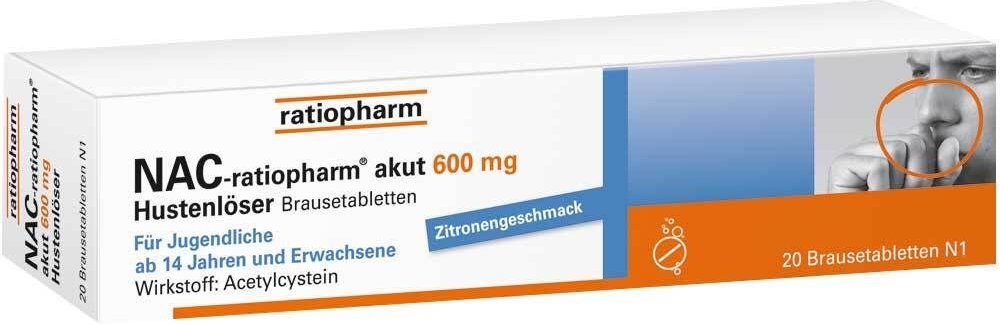 NAC-ratiopharm akut 600 mg Hustenlöser Brausetabl. 20 St Brausetabletten