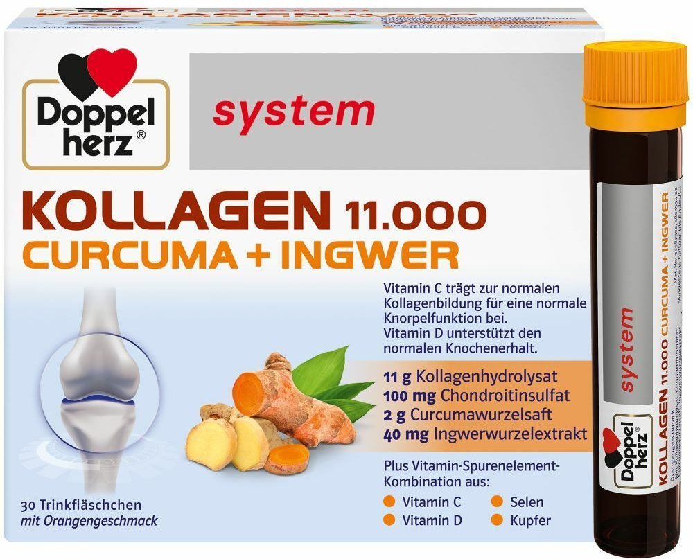 Doppelherz Kollagen 11.000 Curcuma+Ingw.system TRA 30x25 ml Trinkampullen