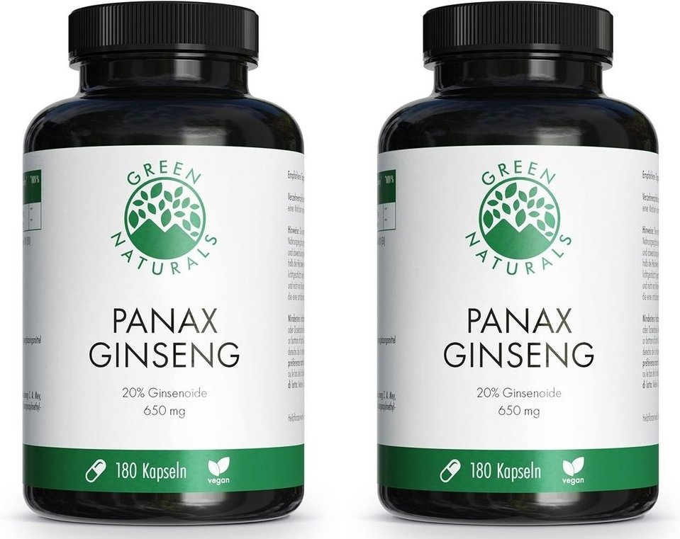 Green Naturals Panax Ginseng hochdos.vegan Kapseln 2x 2x180 St