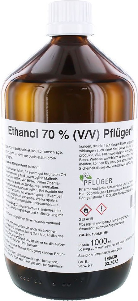 Desinfektionsmittel Ethanol 70% V/V Pflüger 1000 ml Flüssigkeit