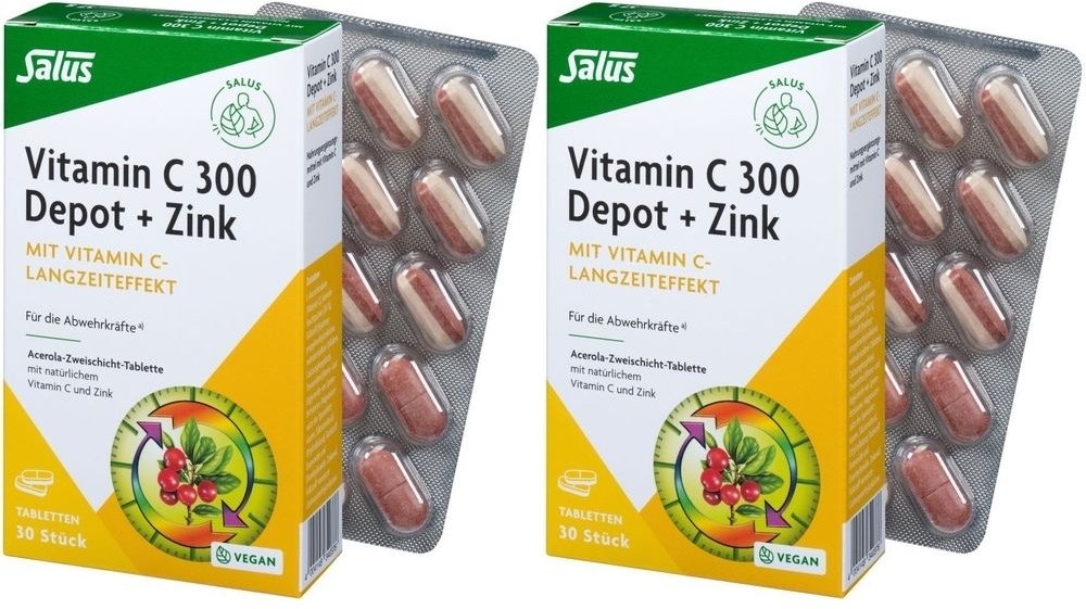 Vitamin C 300 Depot+Zink Tabletten Salus 2x 2x30 St