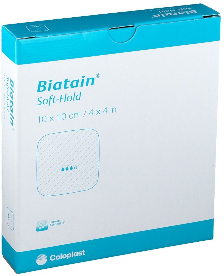 Biatain Schaumverband 10x10 cm sanft haftend