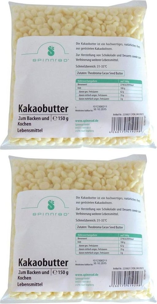 Kakaobutter Pellets zum Backen 2x 2x150 g
