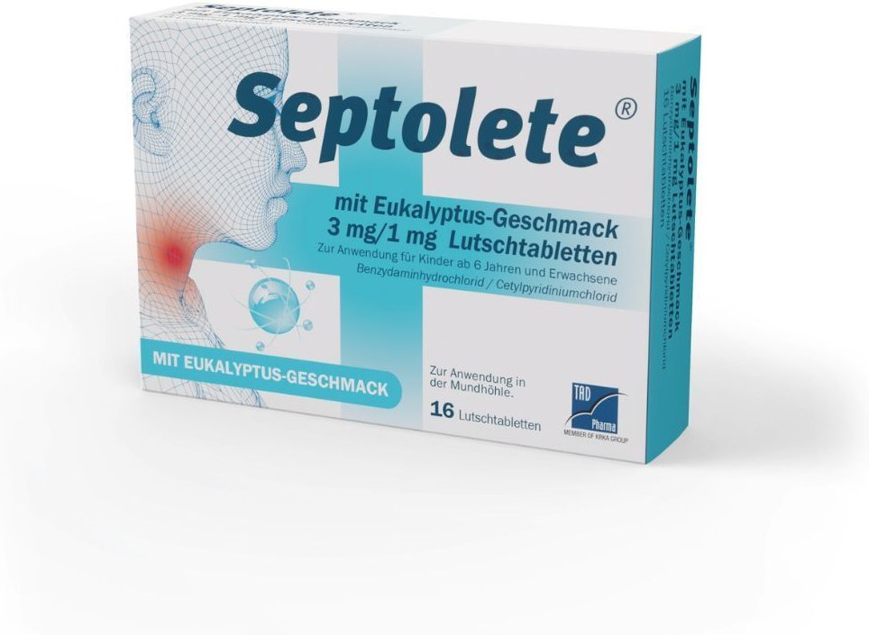 Septolete m.Eukalyptus-Geschmack 3mg/1mg Lut.-Tab. 16 St Lutschtabletten