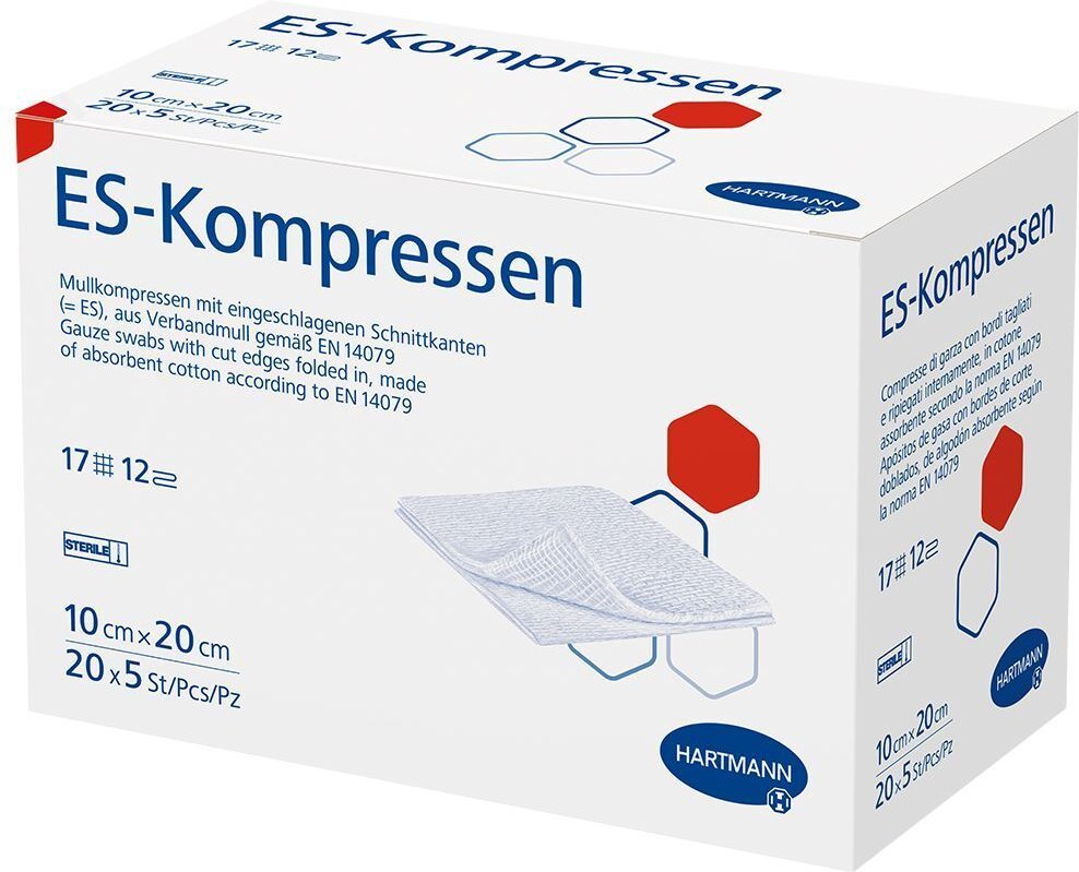 Es-Kompressen steril 10x20 cm 12fach Großpackung 20x5 St Kompressen