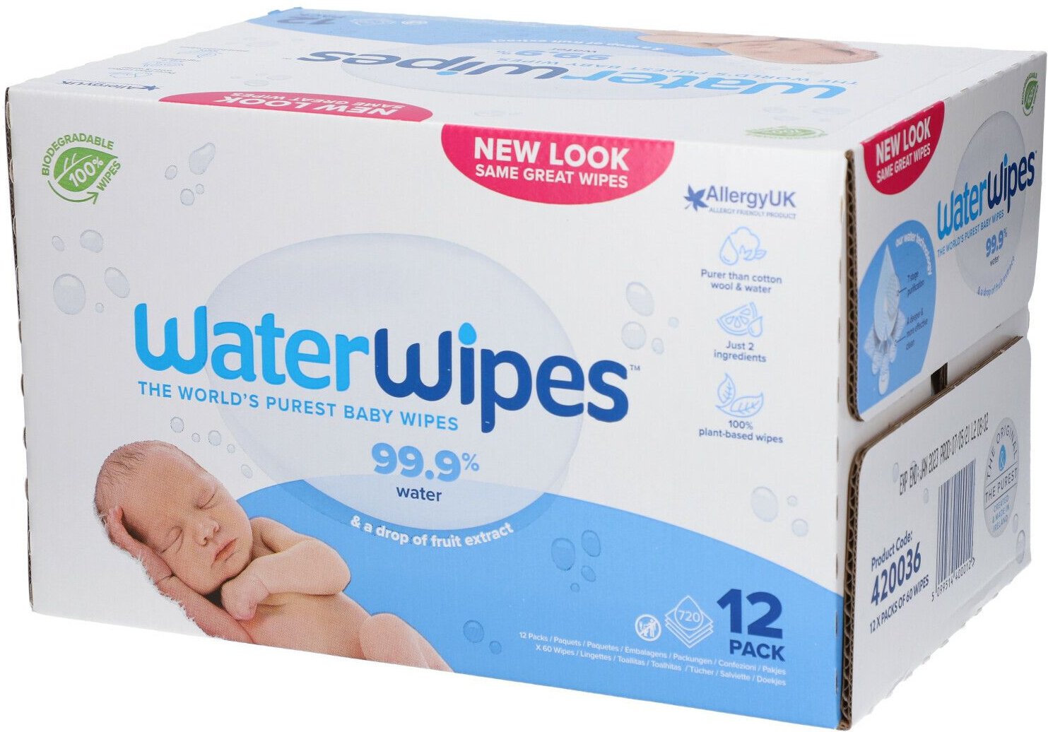 WaterWipes Vochtige Doekjes Bio 12x60st 12x60 St Tücher