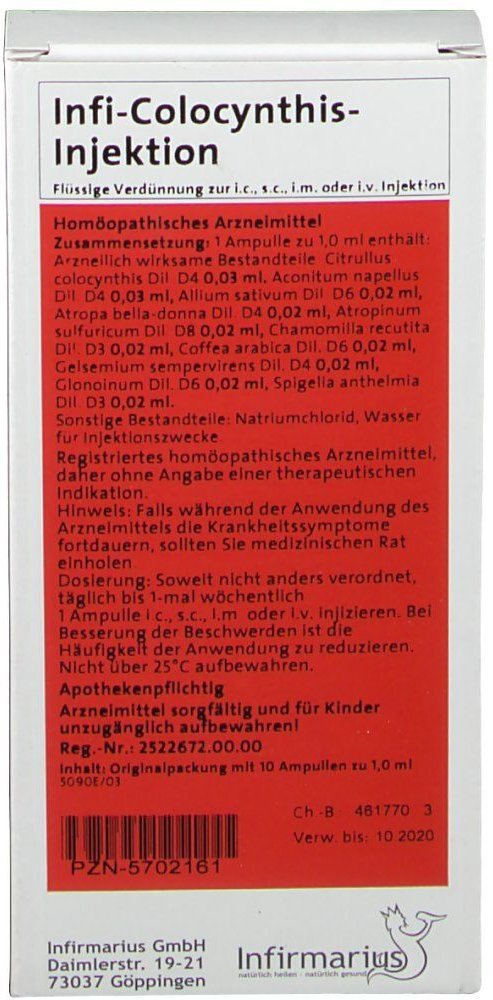 Infi Colocynthis Injektion 10x1 ml Ampullen