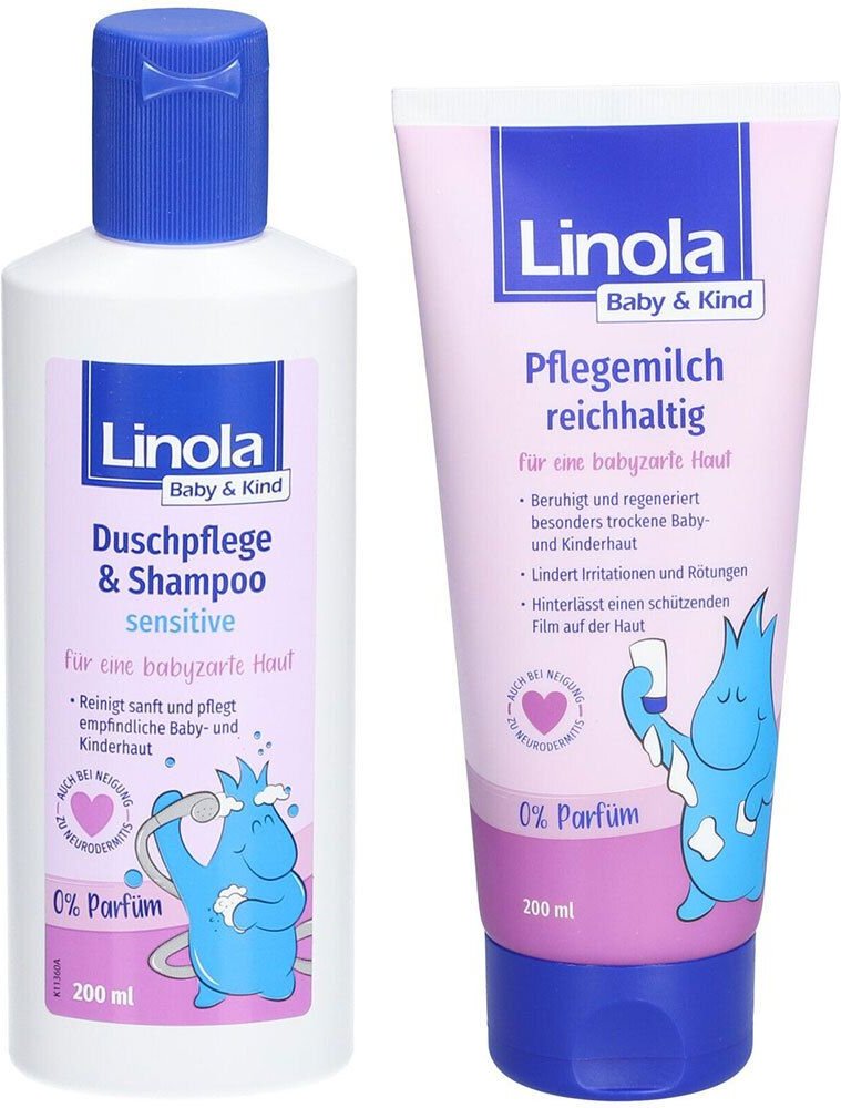Linola Baby & Kind Duschplfege Shampoo + Pflegemilch 200+200 ml Lotion