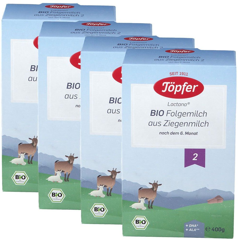 4x Töpfer Bio Folgemilch auf Ziegenmilchbasis 2 4x400 g Pulver
