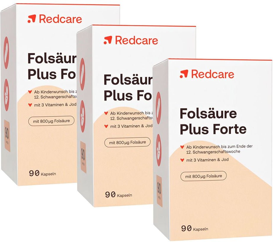 Folsaeure Plus Fort Redcare 3er-Pack 3x90 St Kapseln