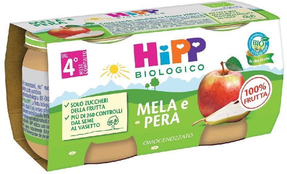 Hipp Omog Mela/Pera 2X80G 2x80 g Brei