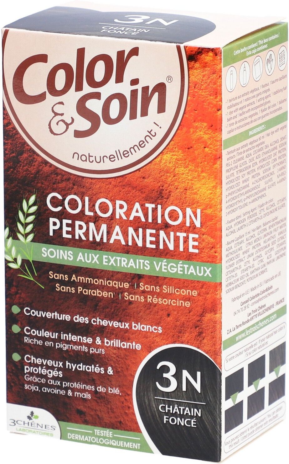 Color & Soin Coloration - permanente aux extraits végétaux. châtain foncé n° 3N 135 ml Creme