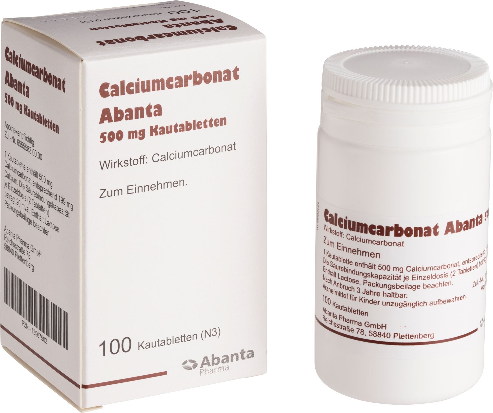 Calciumcarbonat Abanta 500 mg Kautabletten