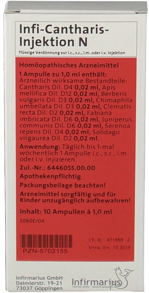 Infi Cantharis Injektion N 10x1 ml Ampullen