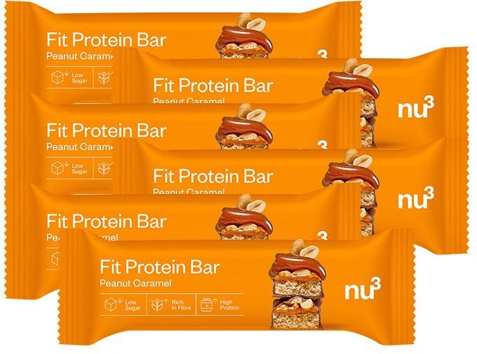 nu3 Fit Protein Bar, Peanut Caramel 6er-Pack 6x55 g Riegel