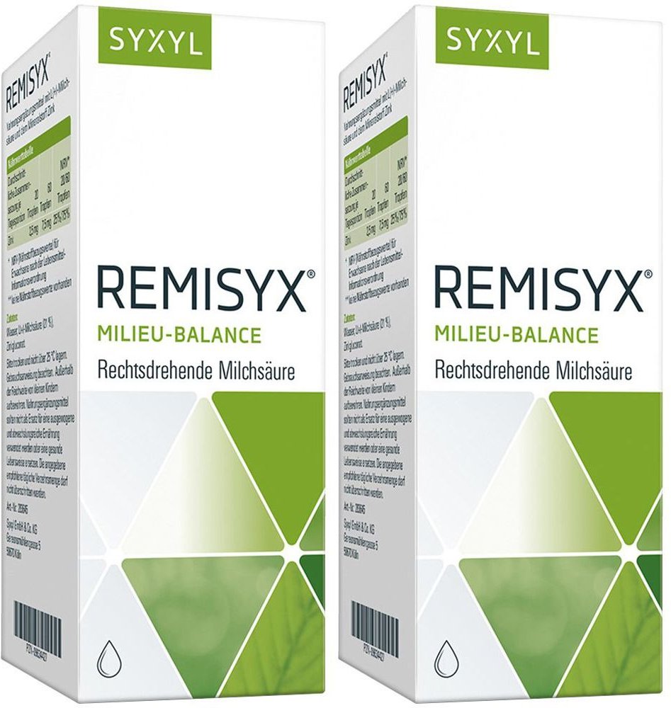 Syxyl Remisyx mit rechtsdrehender Milchsäure zur Ansäuerung des Darms. Doppelpack 2x100 ml Tropfen