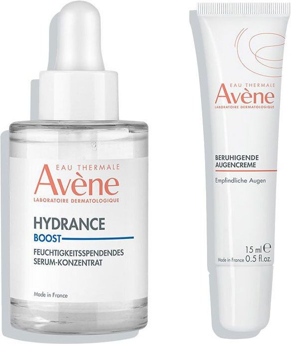 Avène Beruhigende Augencreme + Hydrance Boost Feuchtigkeitsspendendes Serum Set 1 St