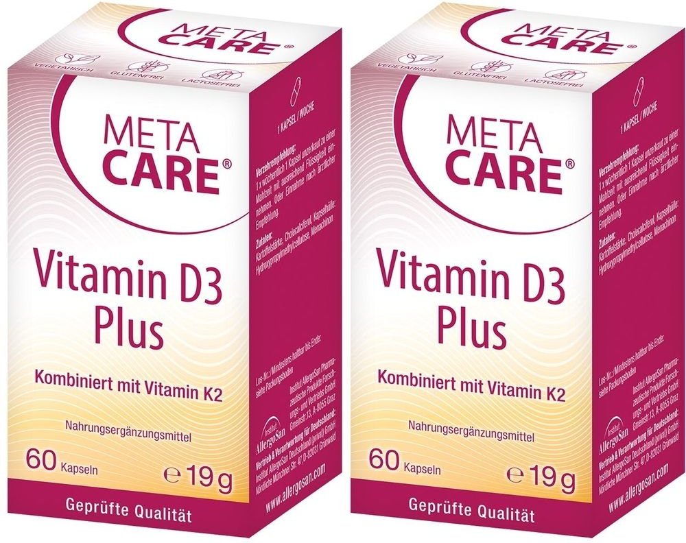 Meta-Care Vitamin D3 Plus 10.000 I.E + 80 µg K2 2x 2x60 St Kapseln