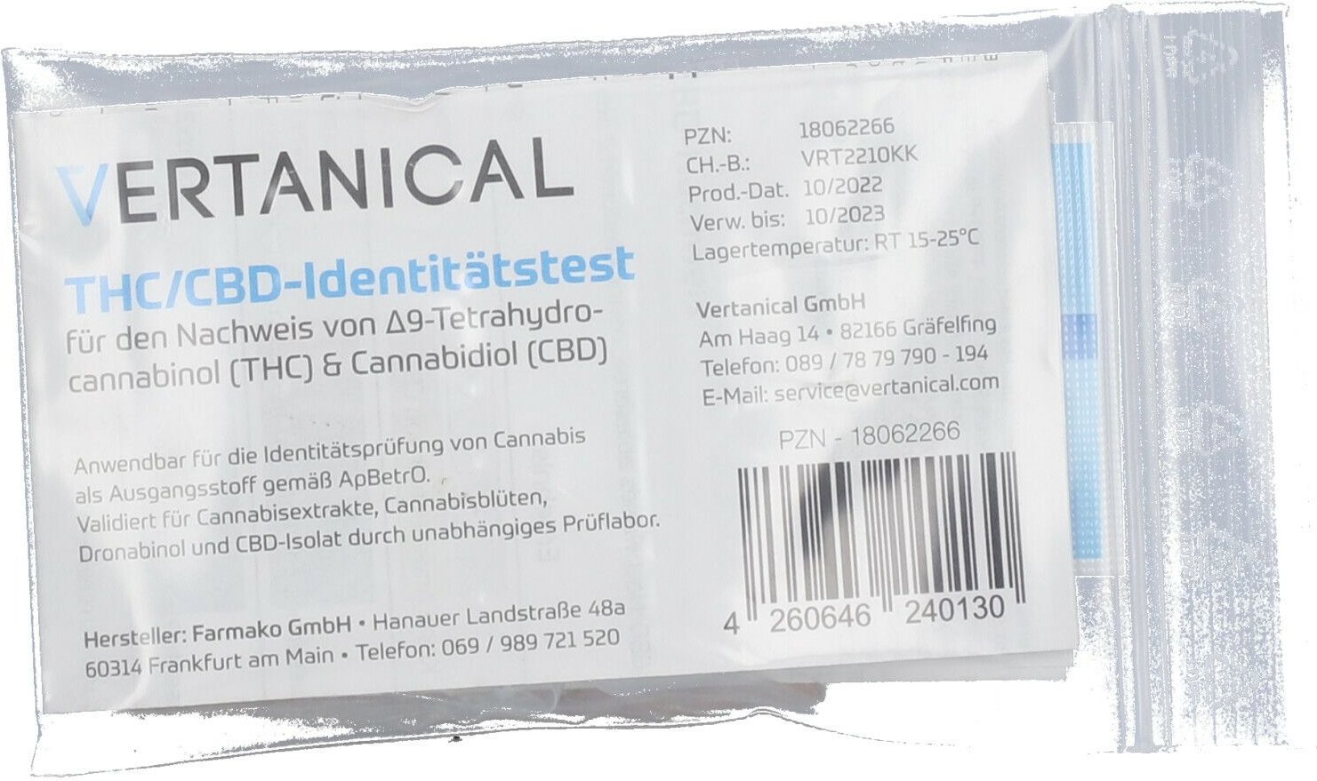 Vertanical THC/CBD-Identitätstest 1 St Test