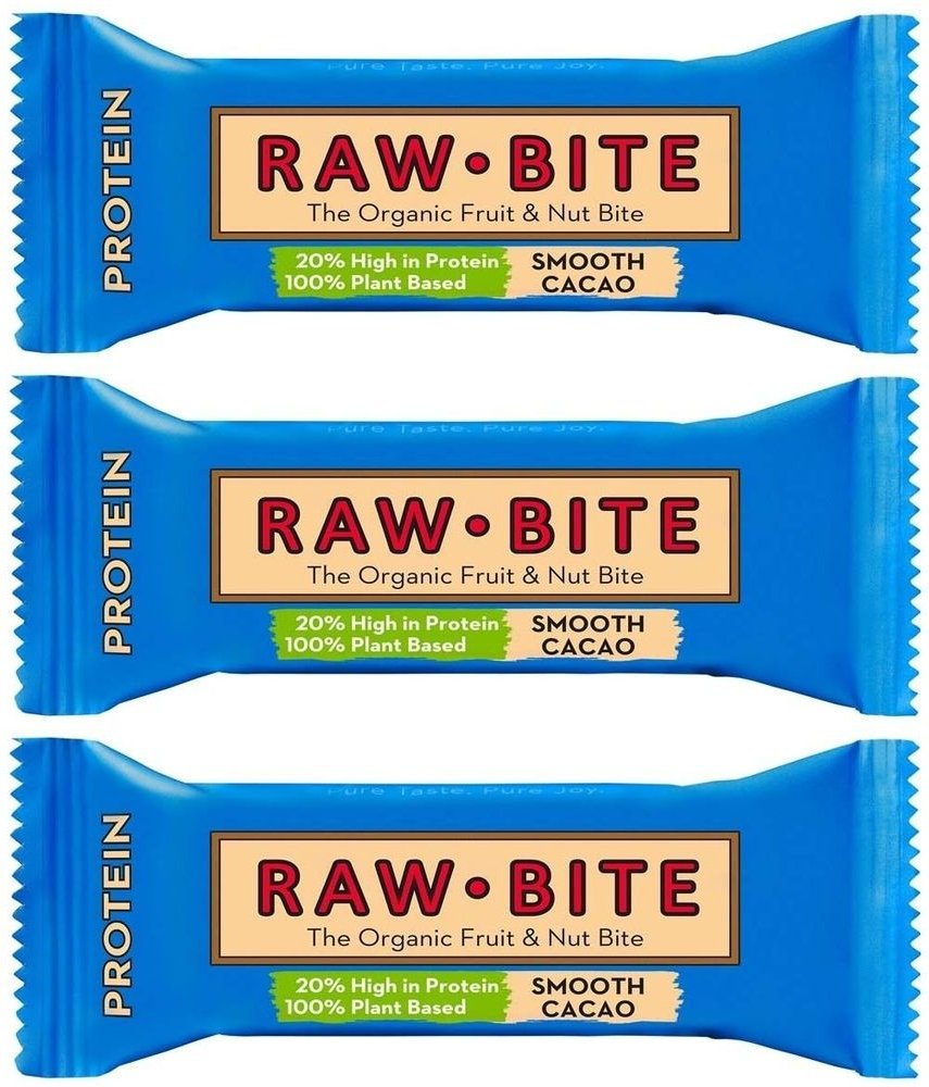 Rawbite - Protein Smooth Cacao Riegel, 45g x3 3x45 g Riegel