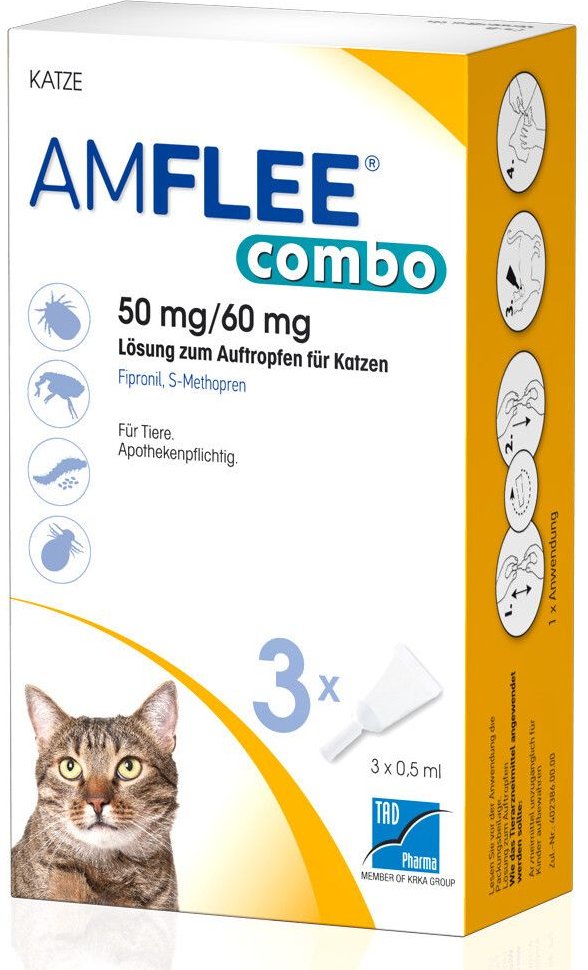 Thumbnail - Amflee combo 50 mg/60 mg Lösung zum Auftropfen für Katzen