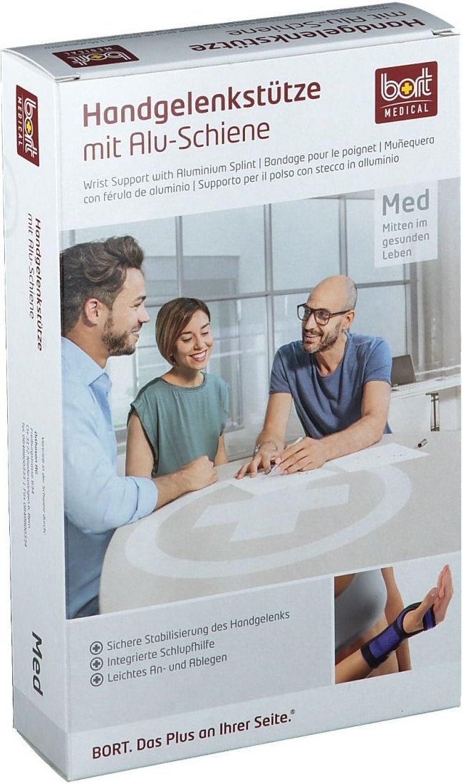 Bort Handgelenkstütze m.Aluschiene li.M schwarz 1 St Bandage(s)