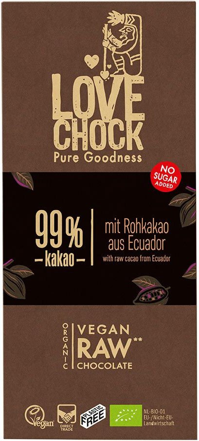 Lovechock Extreme Dark, 99 % Kakao Bio 70 g Schokolade