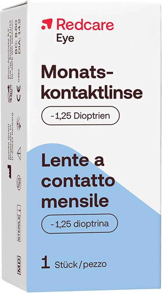 Redcare Eye Monatskontaktlinse weich -1,25 dpt 1 St Kontaktlinsen