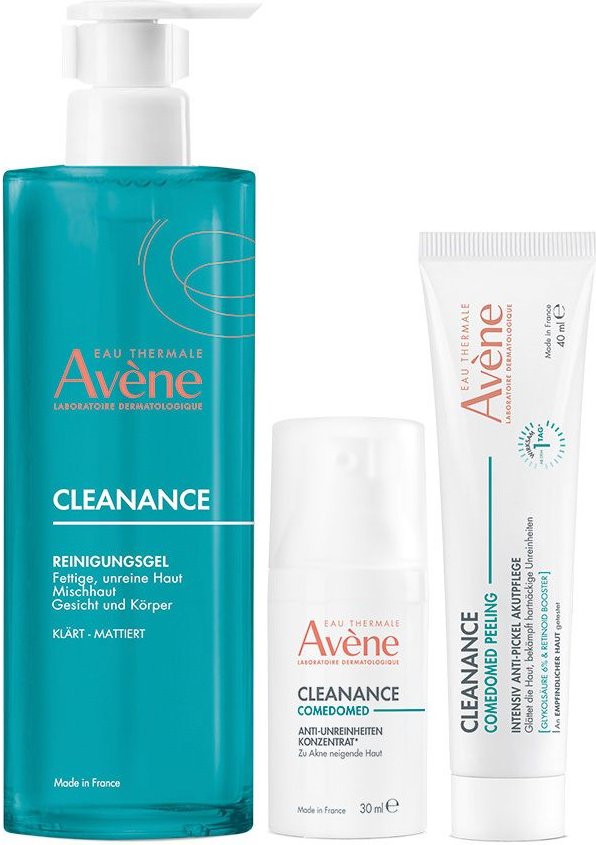 Avène Cleanance Anti Unreinh. Konz. + Reinigungsgel Peeling Pickel Pfl. 1 St Set