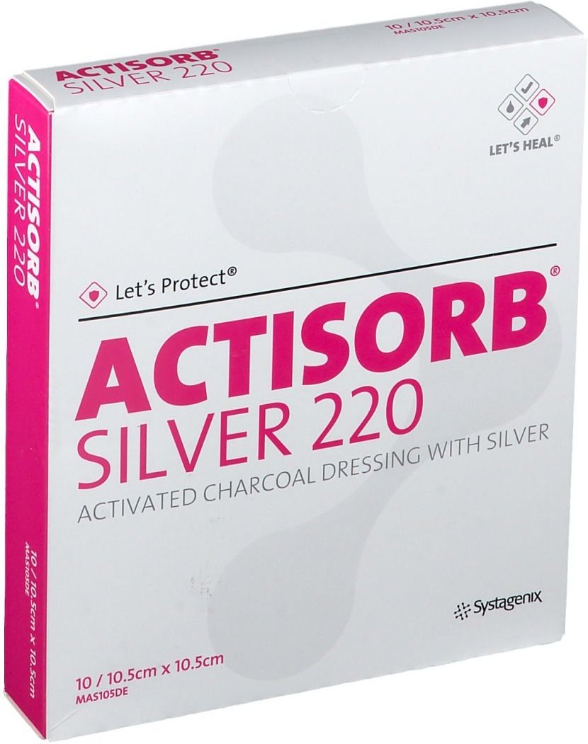 Actisorb 220 Silver 10,5x10,5 cm steril Kompressen