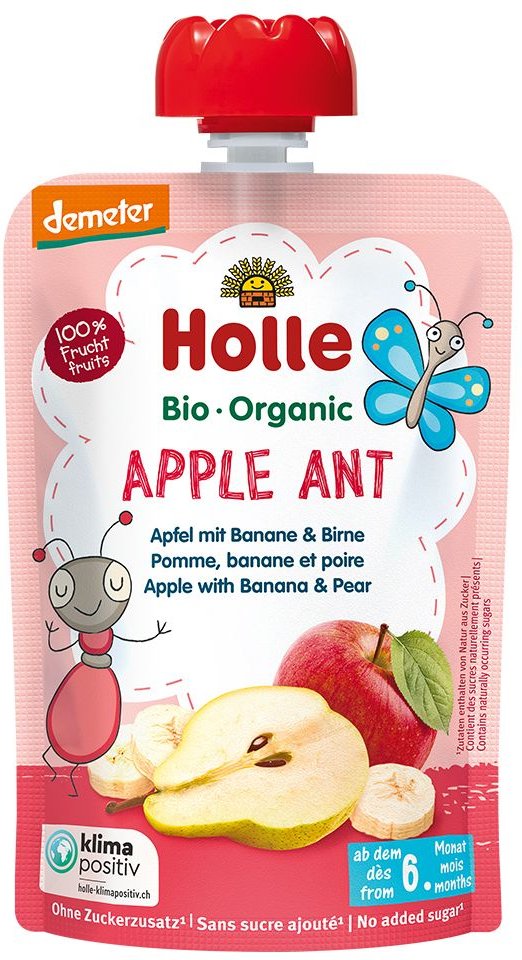 Thumbnail - Holle Apple Ant Pouchy Apfel Banane Birne 100 g Bio Brei