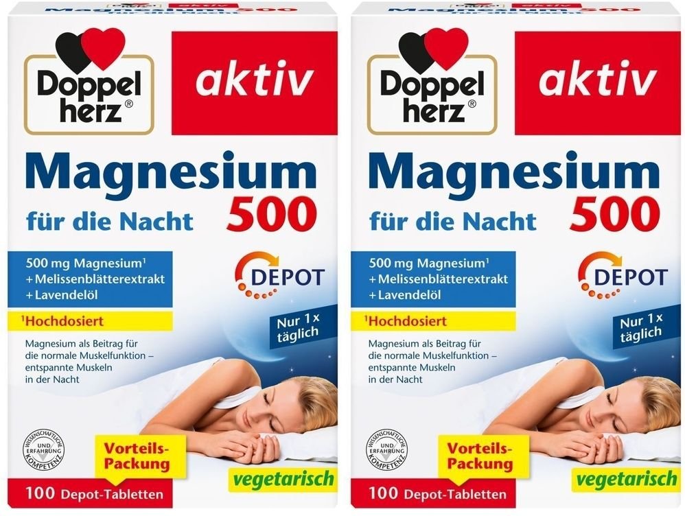 Doppelherz Magnesium 500 für die Nacht Tabletten 2x 2x100 St