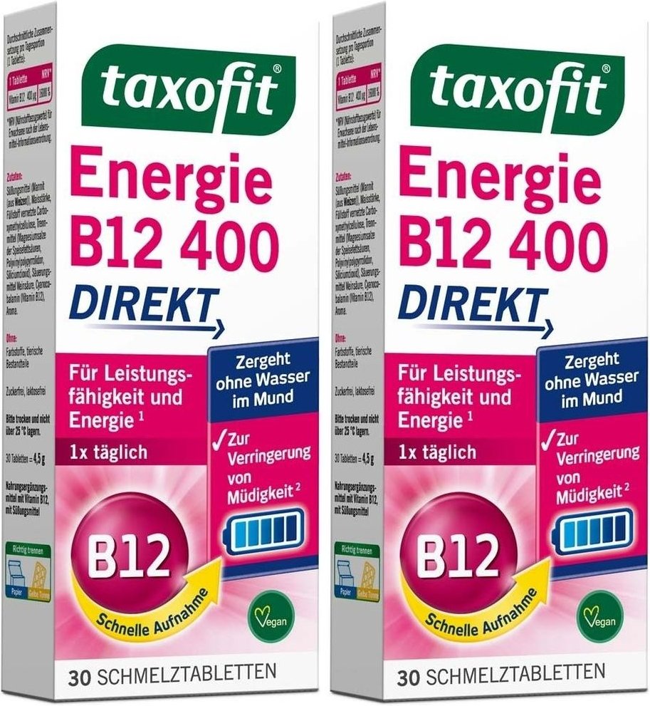 Taxofit Energie B12 400 Direkt Schmelztabletten 2x 2x30 St