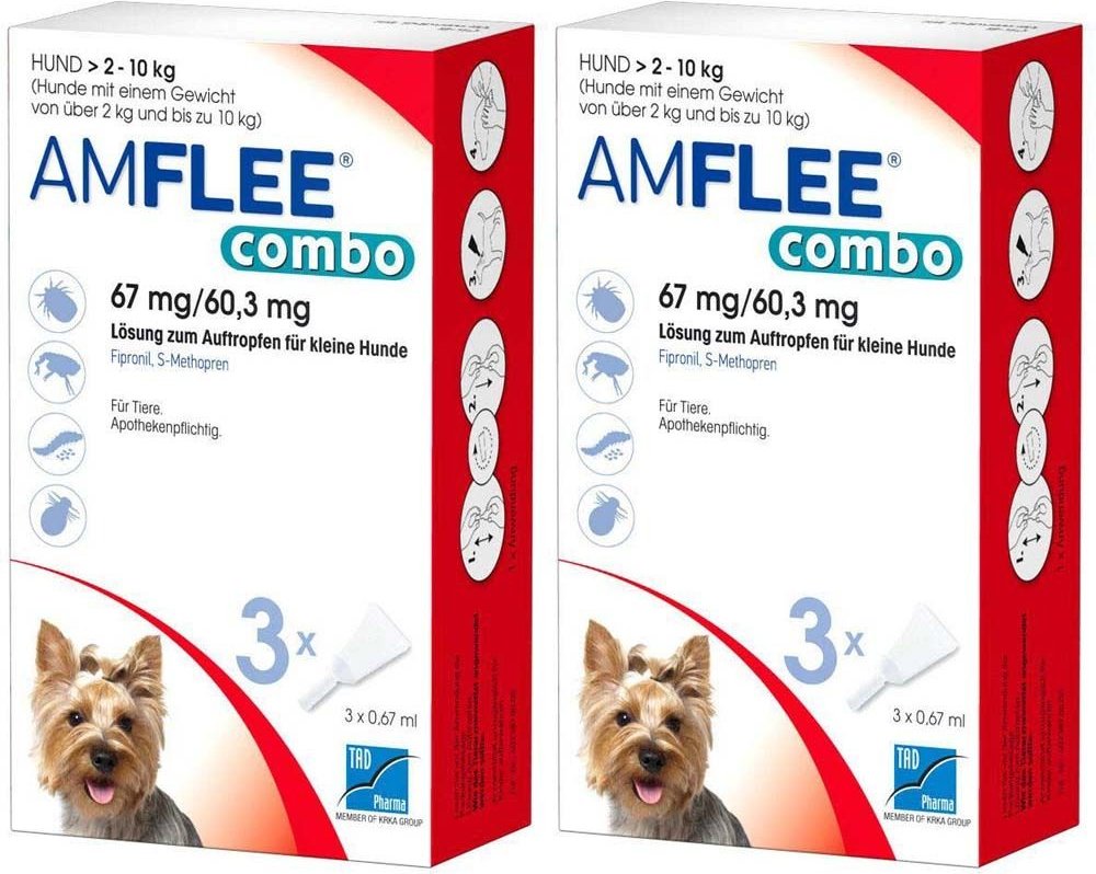 Thumbnail - Amflee® combo 67 mg/60,3 mg für kleine Hunde Doppelpack 2x3 St Lösung