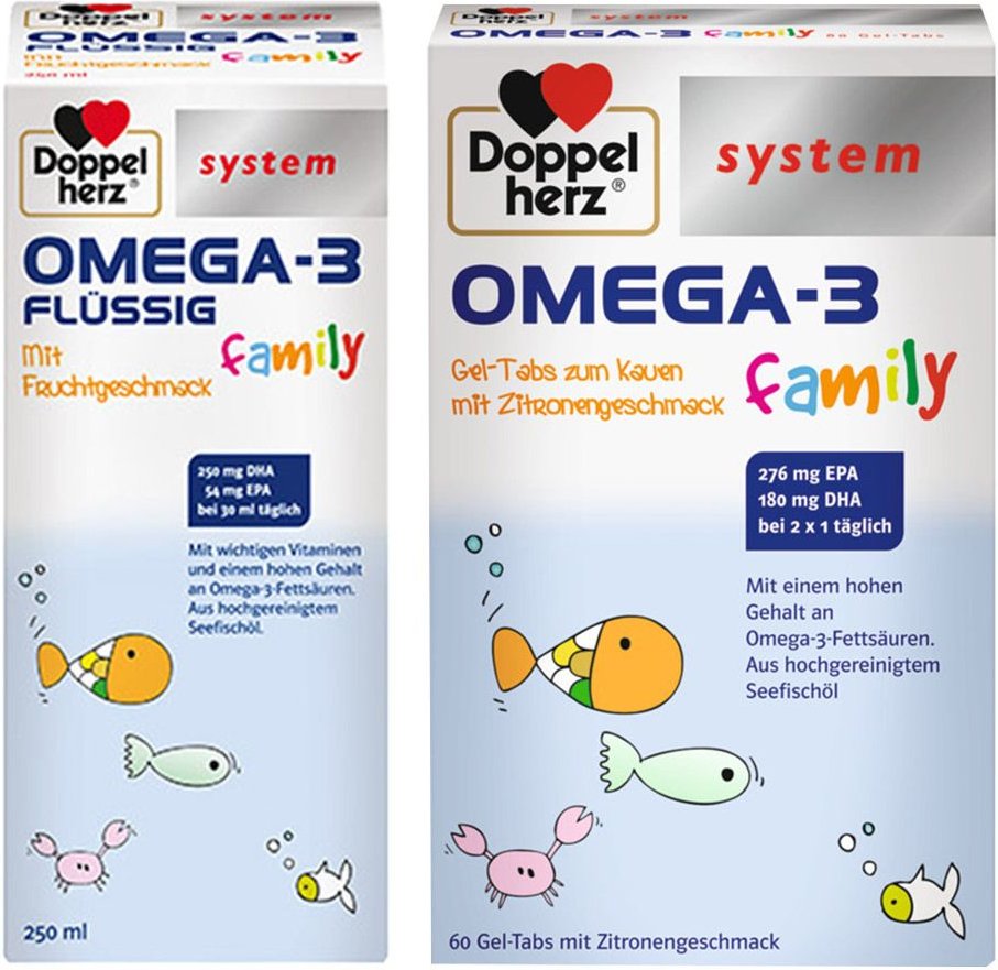Doppelherz® system Omega-3 flüssig family + 1 St Set