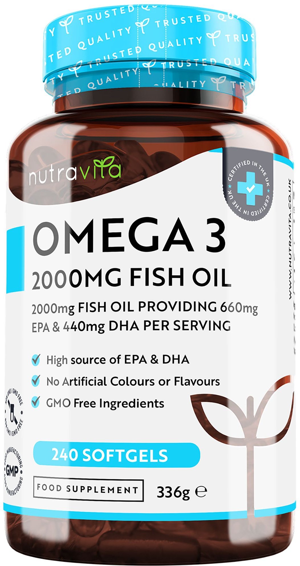 Omega-3 2000mg Fischöl+660mg EPA+440mg DHA Tag.dos 240 St Weichkapseln